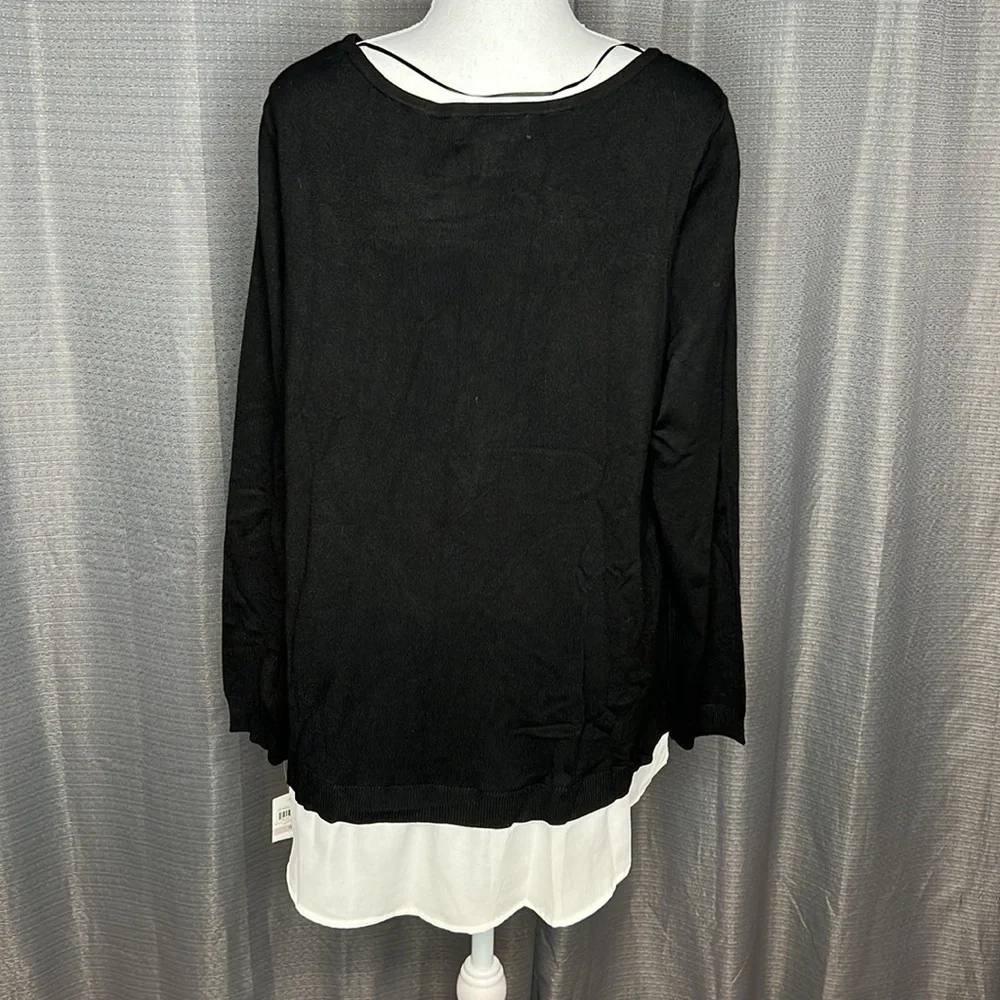 CHARTER CLUB WOMAN DEEP BLACK JEWEL TONES LONG SLEEVED SIZE 1X New